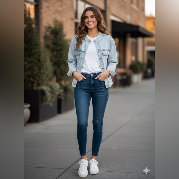 ZYIA Jackets & Blazers - Zyia Jacket Crossroad Light Blue Denim Performance Button Up Cool Wash Size XXL